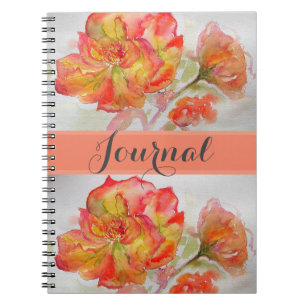 Aquarelle rose Florale Orange Carnet rose Peach
