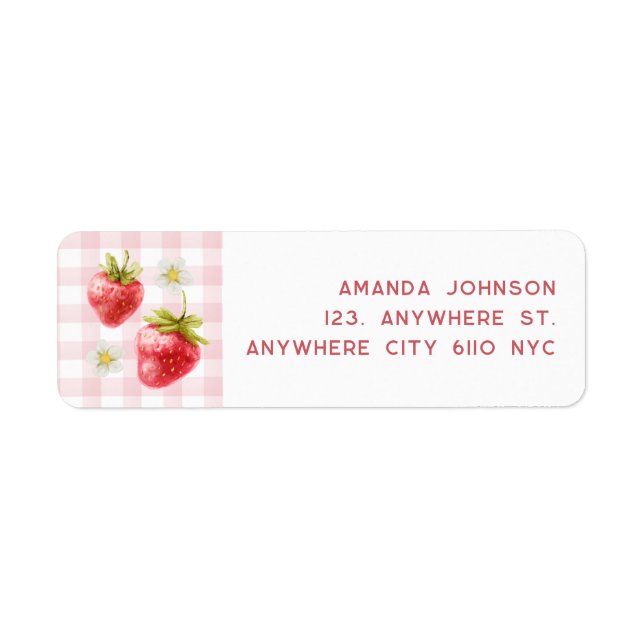 Aquarelle rose fraise Adresse de retour (Devant)