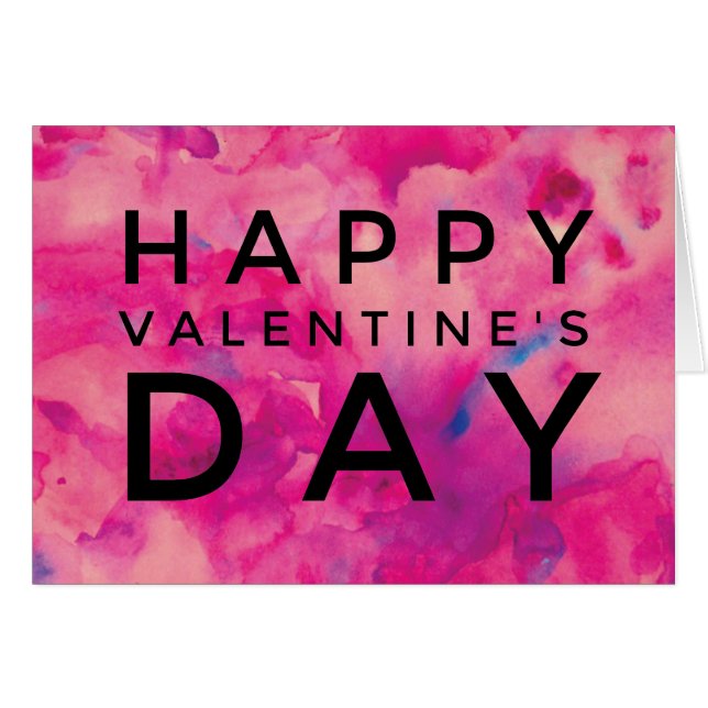 Aquarelle rose Heureuse Sainte-Valentin (Devant horizontal)