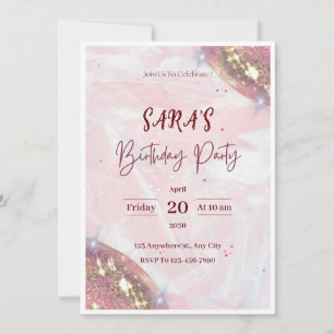 Aquarelle rose Invitation de fête d'anniversaire