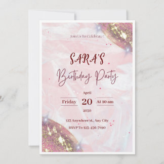 Aquarelle rose Invitation de fête d'anniversaire
