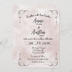 Aquarelle rose Invitation Mariage Abstrait