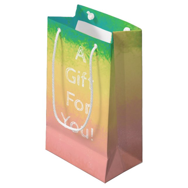 Aquarelle, Rose, Jaune, Sac Cadeau - Petit, Lustré (Devant Angle)