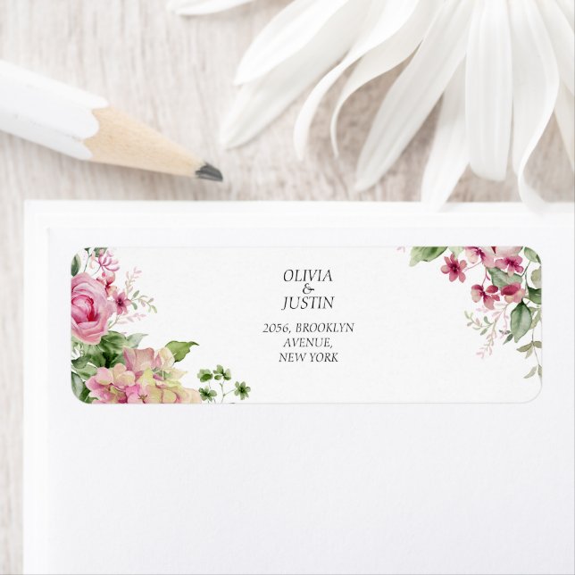 Aquarelle rose Mariage de cadre Floral (En situation)