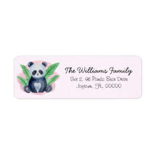 Aquarelle rose mignonne Panda Adresse de retour