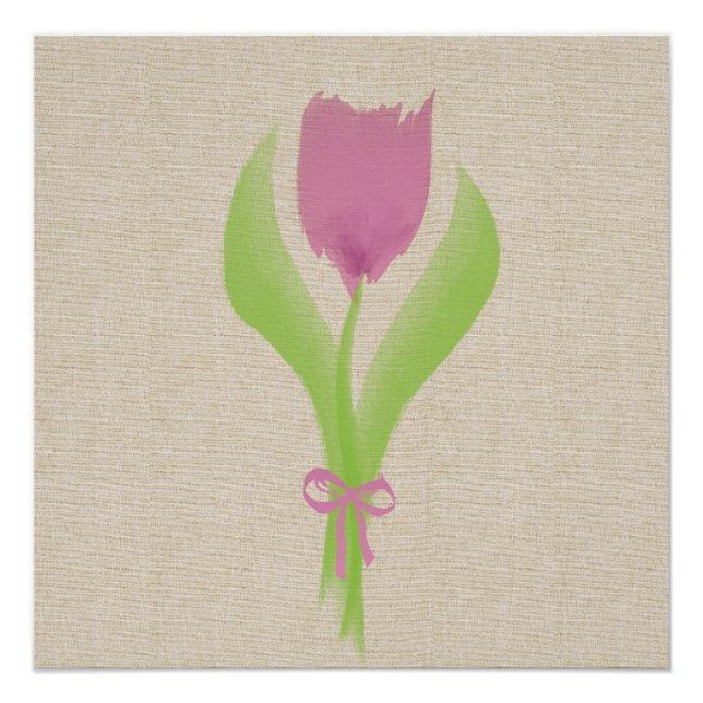 Aquarelle rose mignonne Poster Tulip (Devant)