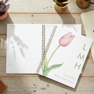 Aquarelle rose minimaliste moderne Monogramme de t