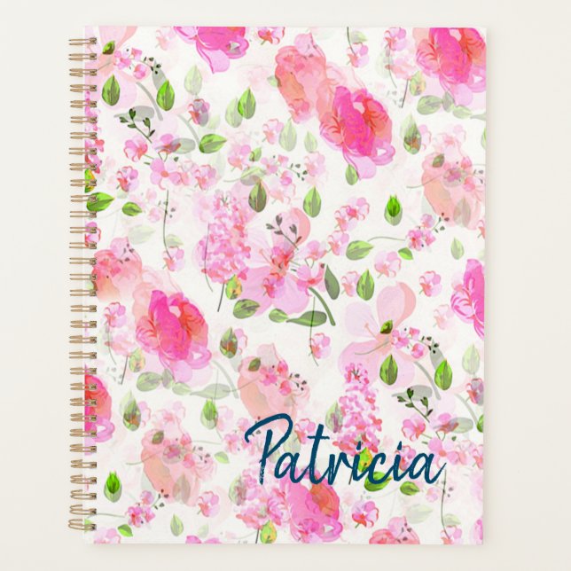Aquarelle rose Motif de jardin Floral (Devant)