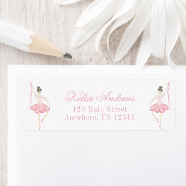 Aquarelle rose Noël Ballerina Adresse (En situation)