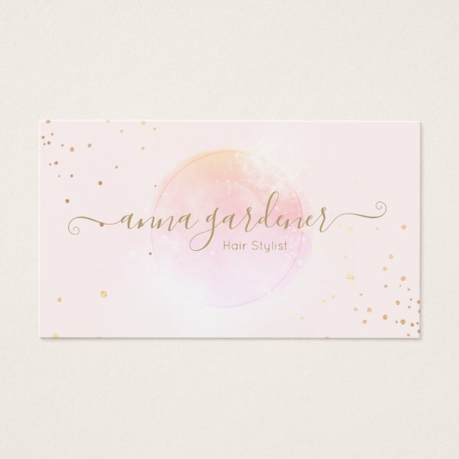 Aquarelle rose or artistique Beauté Salon Script (Devant)