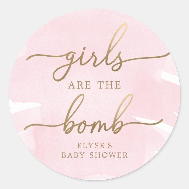 Aquarelle rose or Bombe Bombe Favoriser Sticker (Devant)