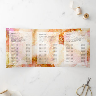 Aquarelle rose or Faux Foil Tripli Brochure