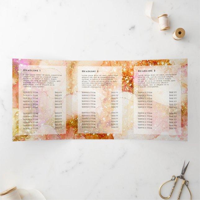 Aquarelle rose or Faux Foil Tripli Brochure (Intérieur)
