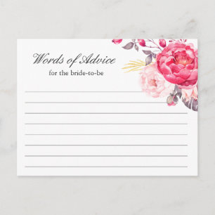 Aquarelle rose or Floral Mots de la carte conseil