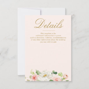 aquarelle rose pâle fleurs mariage détails carte