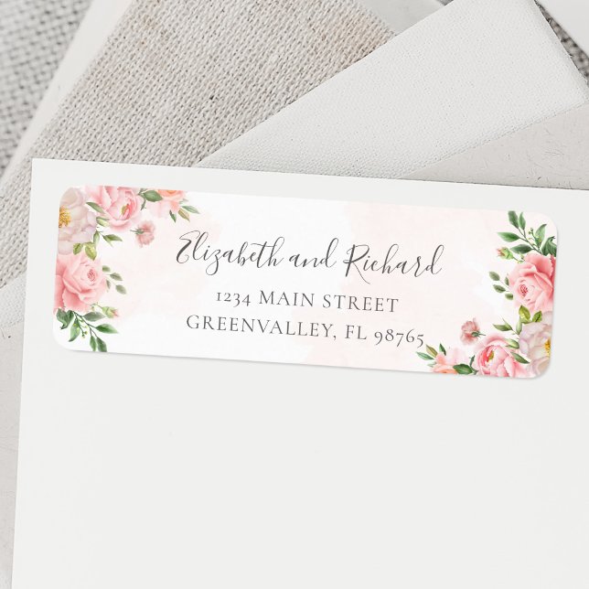 Aquarelle rose pâle Floral Greenerife Adresse (Créateur téléchargé)