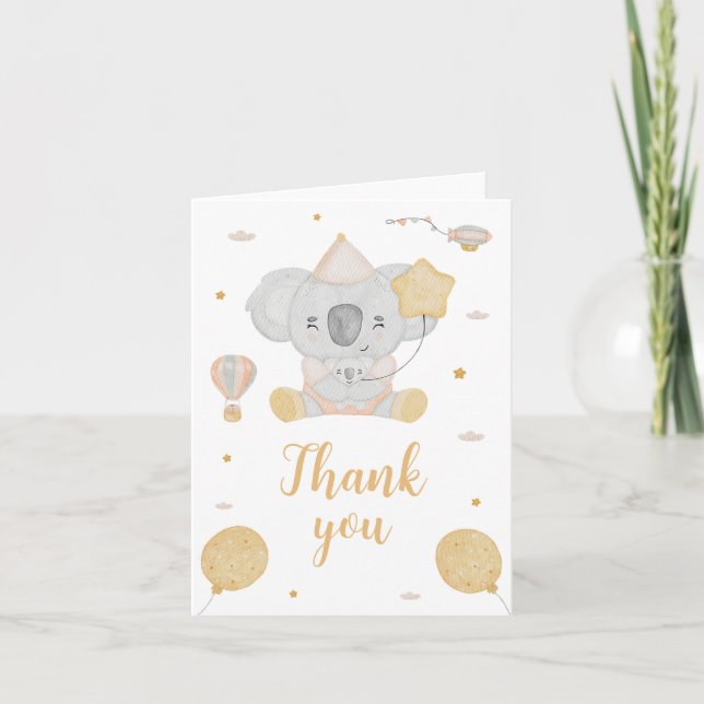 Aquarelle rose pâle Koala Ours Merci d'anniversair (Devant)