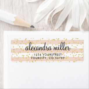 Aquarelle rose pâle rayures Gold Faux Dots d'huile