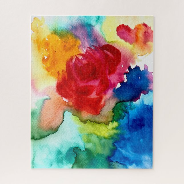 Aquarelle rose pavot art fleur puzzle puzzle (Vertical)