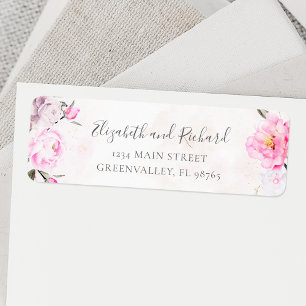 Aquarelle rose Peine florale Elégante Adresse