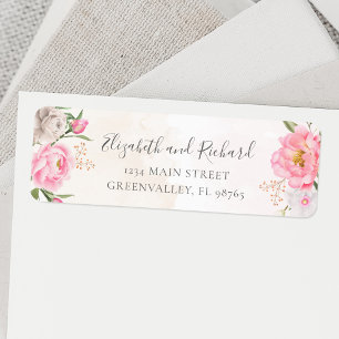 Aquarelle rose Peine florale Elégante Adresse