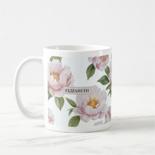 Aquarelle rose Peony floral Mug