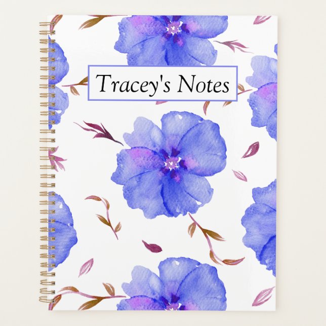 Aquarelle Rose Personnalisée Floral Planner (Devant)