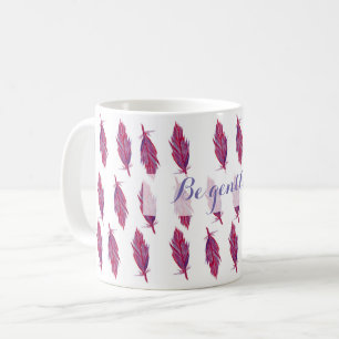 Aquarelle rose Plumes Classique Mug Blanc