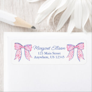 Aquarelle rose Polka Point Bow Adresse de retour
