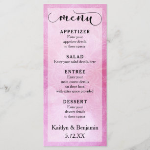Aquarelle rose profonde et menu Mariage Mandala