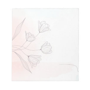 Aquarelle rose romantique Bloc-notes floral - Élég