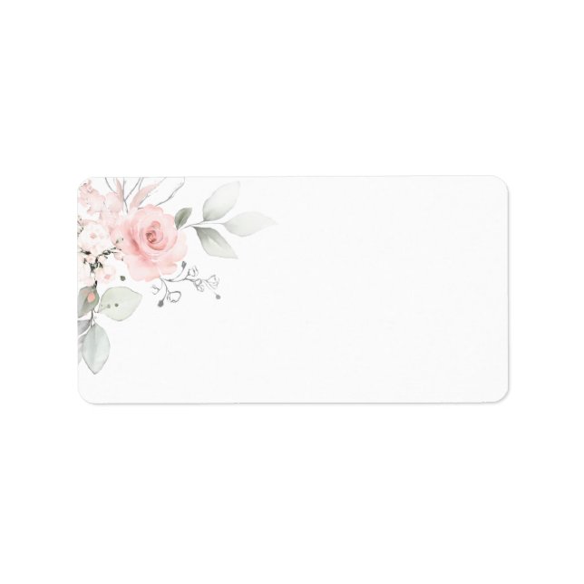 Aquarelle rose rose Étiquette BLANC (Devant)