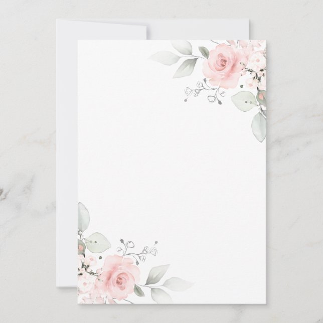 Aquarelle Rose Rose Girl Invitation BLANK (Devant)