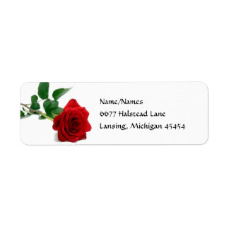 Aquarelle Rose rouge - Étiquettes d'adresse de ret