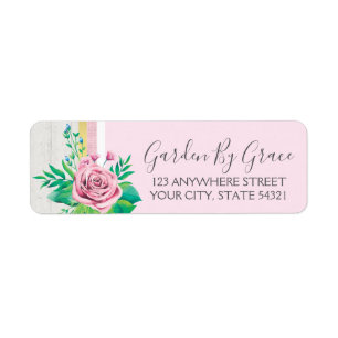 Aquarelle Rose & Russe Wood Pink Adresse de retour