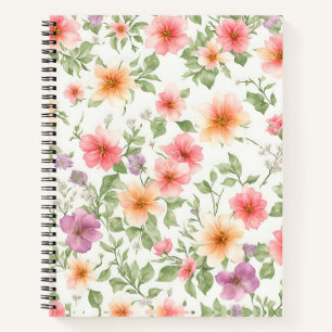 Aquarelle Rose sauvage Carnet spiral