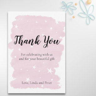 Aquarelle rose simple avec Carte de remerciements