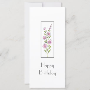 Aquarelle rose, Stylo & Encre Florale Carte