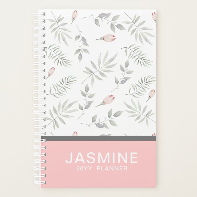 Aquarelle rose Taupe Floral 2019 Personnalisé (Devant)
