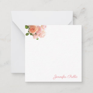 Aquarelle Rose texte manuscrit Modèle floral