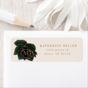 Aquarelle Rose Vert et Or Adresse de retour