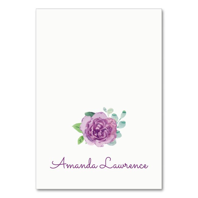 Aquarelle Rose violet Cartes de lieu personnalisée (Par défaut)