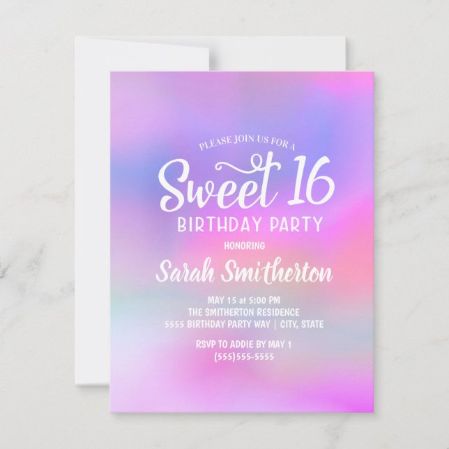 Aquarelle rose violet doux 16 Invitation (Devant)