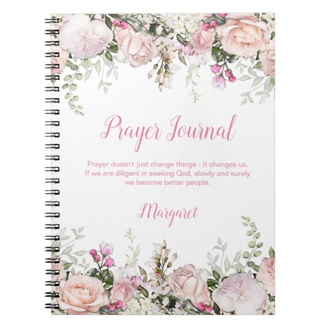 Aquarelle Roses roses roses et Journal de prières  (Devant)