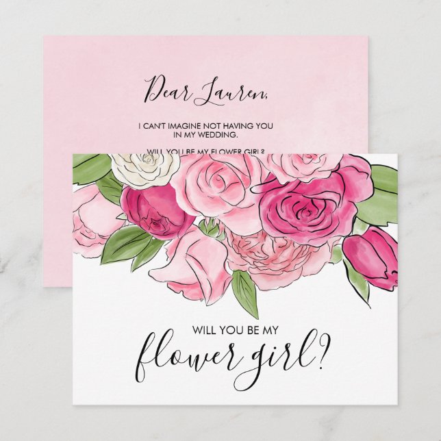 Aquarelle Roses Roses Roses Roses Soyez Ma Carte F (Devant / Derrière)