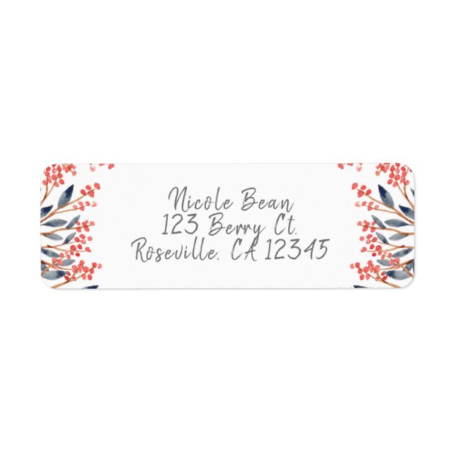 Aquarelle Rouge Berries d'hiver Noël (Devant)