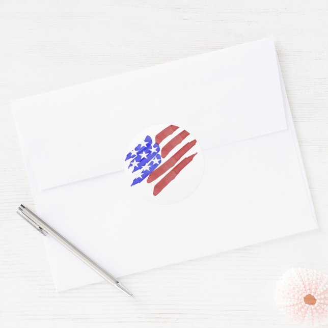 Aquarelle Rouge Blanc Bleu Bleu Bleu Sticker Drape (Enveloppe)
