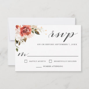 Aquarelle rouge et blanche subtile RSVP florale