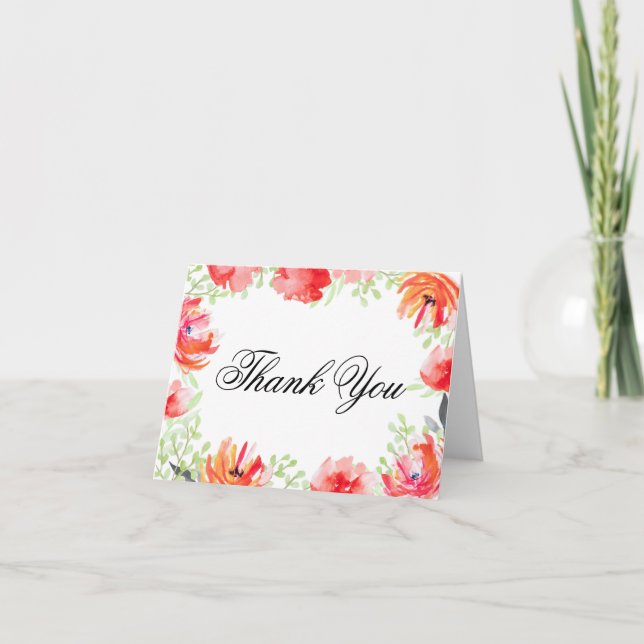 Aquarelle rouge et Merci de fleurs de pavot d'orna (Devant)