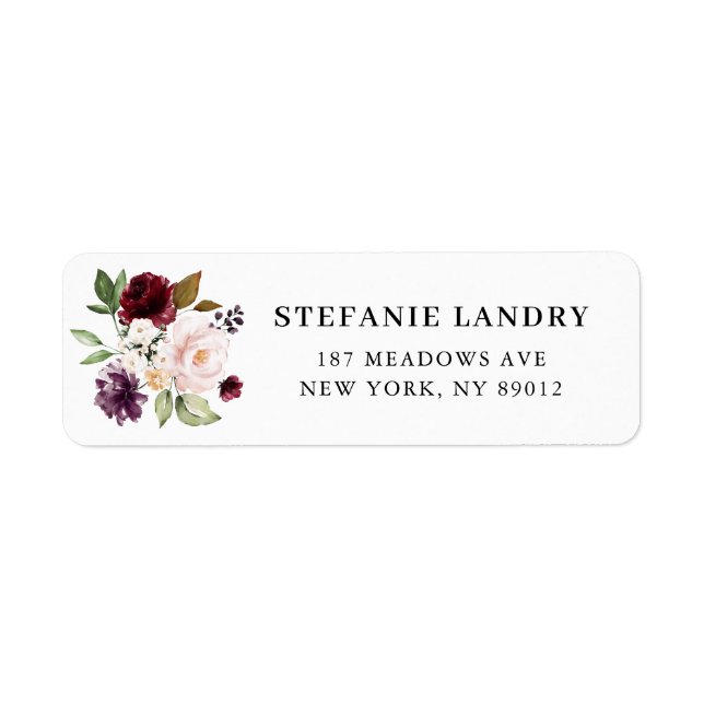 Aquarelle rouge et violet automne Bouquet floral (Devant)